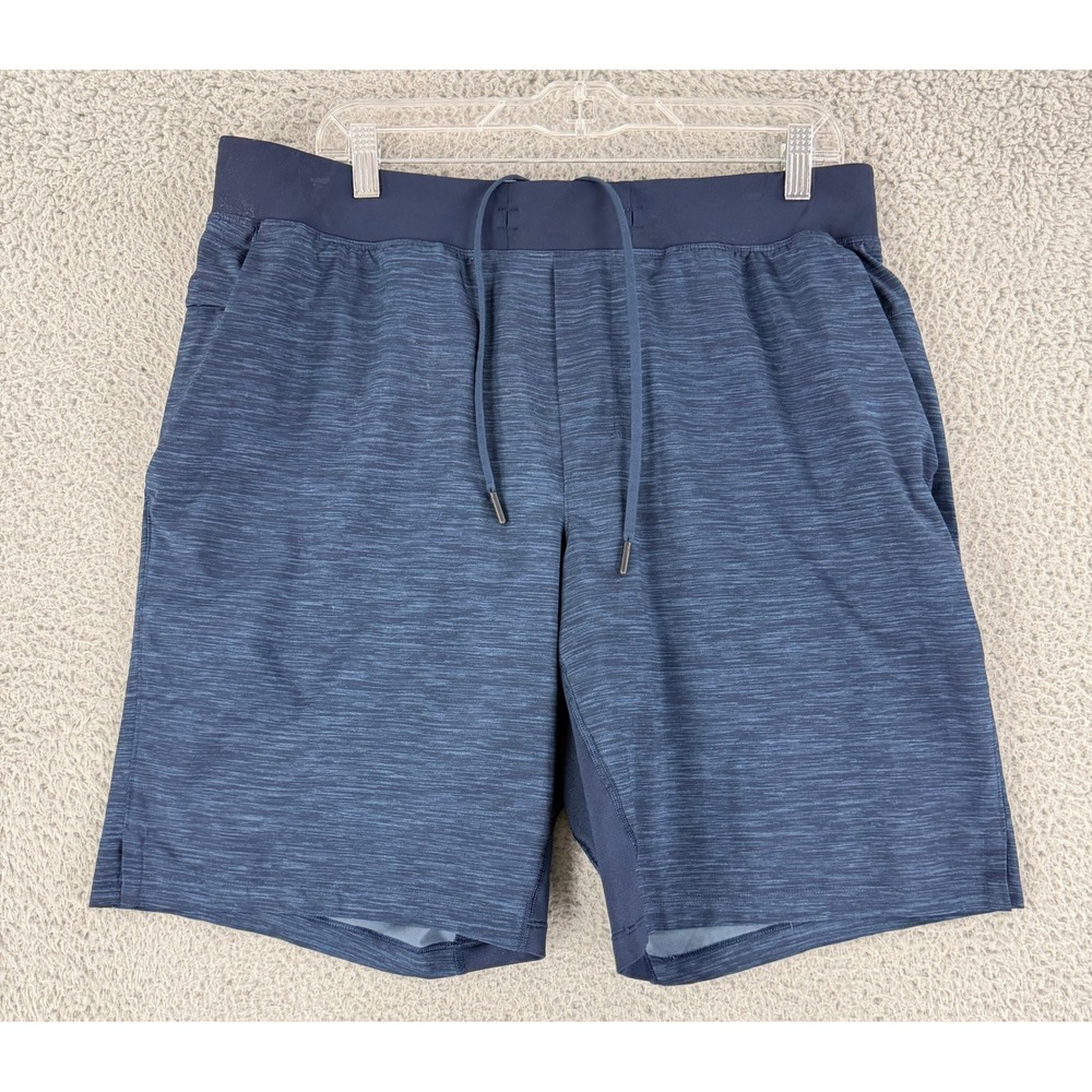 Lululemon Short Mens XL Blue Space Dye Lined Drawstring Running Training Workout
